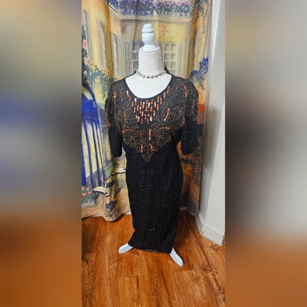 Elegant Black Beaded Dress